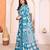 blue floral georgette saree with lace border & blouse piece