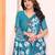 blue floral georgette saree with lace border & blouse piece