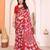 red floral georgette saree with lace border & blouse piece