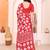 red floral georgette saree with lace border & blouse piece