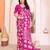 pink floral georgette saree with lace border & blouse piece