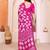 pink floral georgette saree with lace border & blouse piece