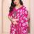 pink floral georgette saree with lace border & blouse piece