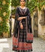 Navratri Ajarakh Print Rayon Semi Stitched Lehenga Choli & Unstitched Blouse With Dupatta