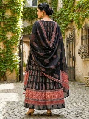 Navratri Ajarakh Print Rayon Semi Stitched Lehenga Choli & Unstitched Blouse With Dupatta 4