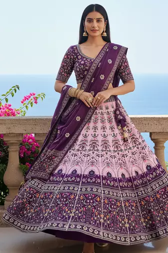 Navratri Ajarakh Print Rayon Semi Stitched Lehenga Choli & Unstitched Blouse With Dupatta