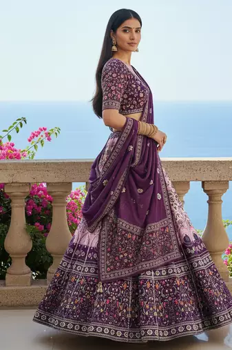 Navratri Ajarakh Print Rayon Semi Stitched Lehenga Choli & Unstitched Blouse With Dupatta