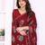 maroon floral georgette saree with lace border & blouse piece