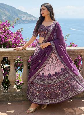 Navratri Ajarakh Print Rayon Semi Stitched Lehenga Choli & Unstitched Blouse With Dupatta 3