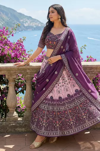 Navratri Ajarakh Print Rayon Semi Stitched Lehenga Choli & Unstitched Blouse With Dupatta