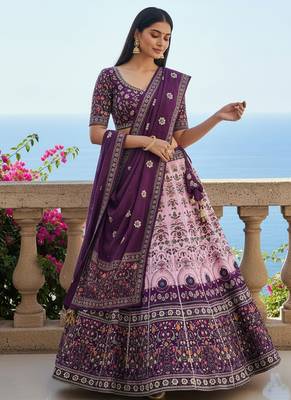 Navratri Ajarakh Print Rayon Semi Stitched Lehenga Choli & Unstitched Blouse With Dupatta 4