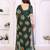 green floral georgette saree with lace border & blouse piece