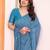 blue floral georgette saree with lace border & blouse piece