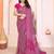 pink floral georgette saree with lace border & blouse piece