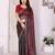 maroon embellished net saree with diamond lace border & blouse piece