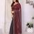 maroon embellished net saree with diamond lace border & blouse piece