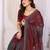 maroon embellished net saree with diamond lace border & blouse piece