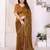 gold embellished net saree with diamond lace border & blouse piece