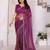  purple embellished net saree with diamond lace border & blouse piece