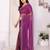  purple embellished net saree with diamond lace border & blouse piece