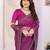  purple embellished net saree with diamond lace border & blouse piece