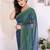 green embellished net saree with diamond lace border & blouse piece