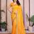  yellow embellished net saree with diamond lace border & blouse piece