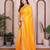  yellow embellished net saree with diamond lace border & blouse piece