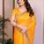  yellow embellished net saree with diamond lace border & blouse piece
