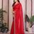red embellished net saree with diamond lace border & blouse piece