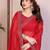 red embellished net saree with diamond lace border & blouse piece