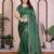 green embellished net saree with diamond lace border & blouse piece
