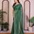 green embellished net saree with diamond lace border & blouse piece