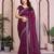 purple embellished net saree with diamond lace border & blouse piece