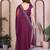 purple embellished net saree with diamond lace border & blouse piece