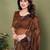 brown embellished net saree with butterfly diamond lace border & blouse piece