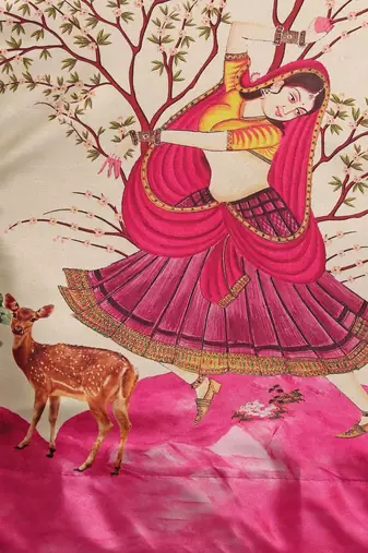 Panihari Pichwai Print SemiStitched Satin Crop-Top choli