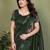 green embellished net saree with butterfly diamond lace border & blouse piece