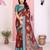 maroon floral cotton silk saree with shimmer & blouse piece – elegant festive wear