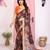 brown floral cotton silk saree with shimmer & blouse piece – elegant festive wear