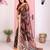 brown floral cotton silk saree with shimmer & blouse piece – elegant festive wear