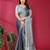 grey embroidered tissue saree with jimmy choo lace border & blouse piece