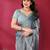 grey embroidered tissue saree with jimmy choo lace border & blouse piece