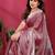 pink embroidered tissue saree with jimmy choo lace border & blouse piece