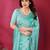 blue embroidered tissue saree with jimmy choo lace border & blouse piece