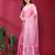 pink embroidered tissue saree with jimmy choo lace border & blouse piece