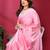 pink embroidered tissue saree with jimmy choo lace border & blouse piece