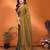 gold elegant embellished chiffon saree with frendi chinese border & blouse piece