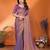  purple elegant embellished chiffon saree with frendi chinese border & blouse piece
