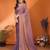  purple elegant embellished chiffon saree with frendi chinese border & blouse piece